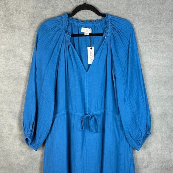 Velvet Graham Spencer Dress Womens Small Blue Audrey Midi Lagenlook Boho Cottage - Picture 3 of 15